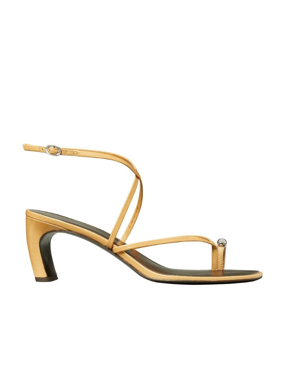 Tory Burch Pierced Strappy Heel Sandal in Cantucci & Silver kitten strappy
